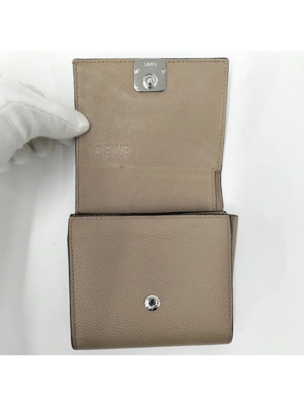 Loewe Compact Wallet Leather Beige